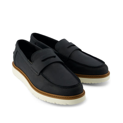 Navi TRVL LITE Havana Loafer - Black Leather Front View