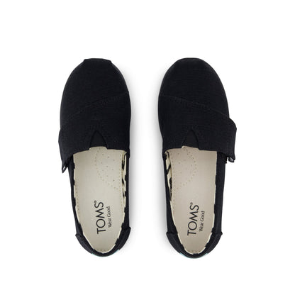 Alpargata Classic Kids Shoe - Black and Black Heritage Canvas Top View