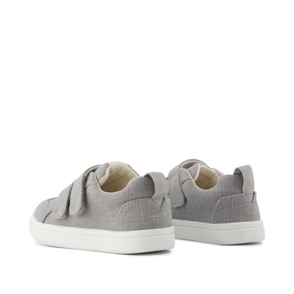 Cruz Double Strap Toddler Sneaker - Drizzle Grey Heritage Canvas Back View