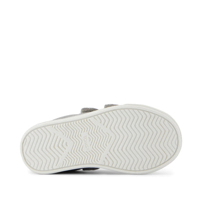 Cruz Double Strap Toddler Sneaker - Drizzle Grey Heritage Canvas Bottom Sole View