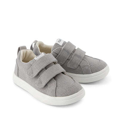 Cruz Double Strap Toddler Sneaker - Drizzle Grey Heritage Canvas Front View