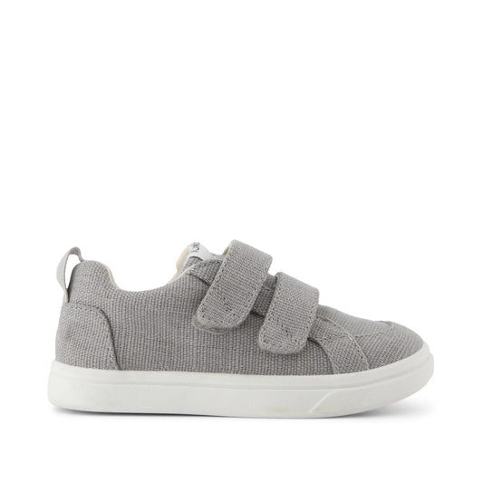 Cruz Double Strap Toddler Sneaker - Drizzle Grey Heritage Canvas Side View