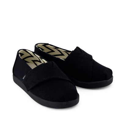 Alpargata Classic Toddler Shoe - Black and Black Heritage Canvas Front View