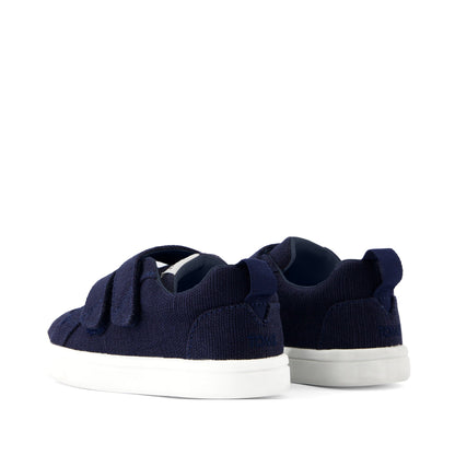 Cruz Double Strap Toddler Sneaker - Navy Heritage Canvas Back View