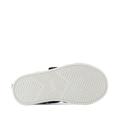 Cruz Double Strap Toddler Sneaker - Navy Heritage Canvas Bottom Sole View