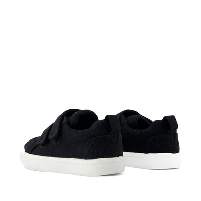 Cruz Double Strap Toddler Sneaker - Black Heritage Canvas Back View