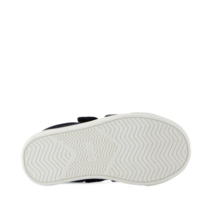 Cruz Double Strap Toddler Sneaker - Black Heritage Canvas Bottom Sole View