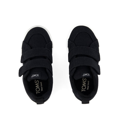 Cruz Double Strap Toddler Sneaker - Black Heritage Canvas Top View