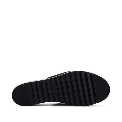 Diana Mule Wedge Sandal - Black Leather Bottom Sole View
