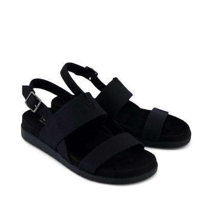 Marin Strap Sandal - Black Heavy Canvas Front View