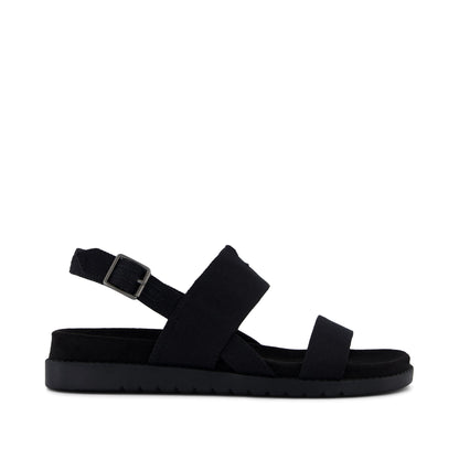 Marin Strap Sandal - Black Heavy Canvas Side View