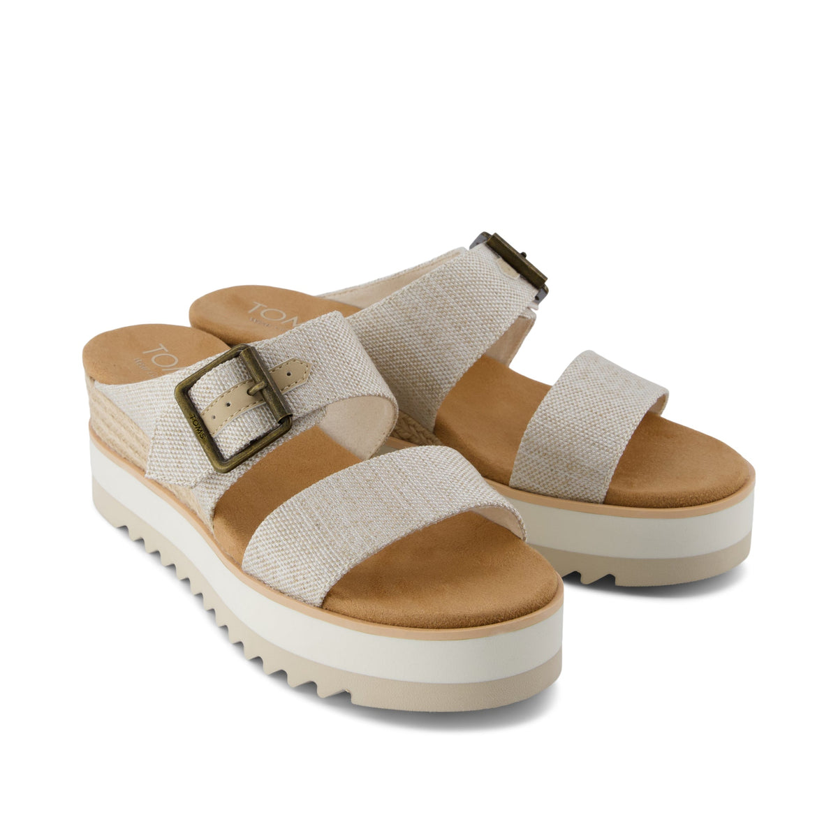 Diana Mule Buckle Wedge Sandal - Natural Front View