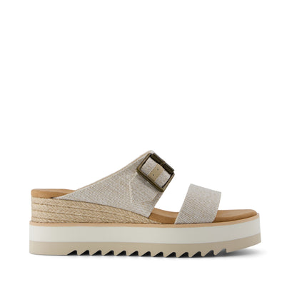 Diana Mule Buckle Wedge Sandal - Natural Side View