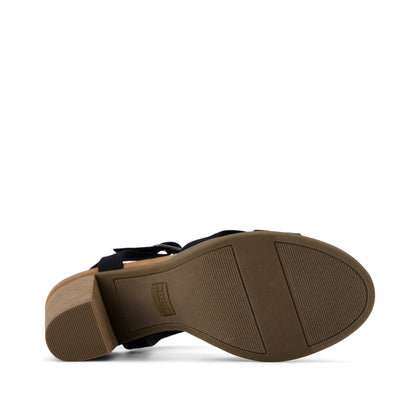 Majorca Strappy Heeled Sandal - Black Woven Melange Bottom Sole View