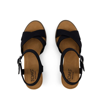 Majorca Strappy Heeled Sandal - Black Woven Melange Top View