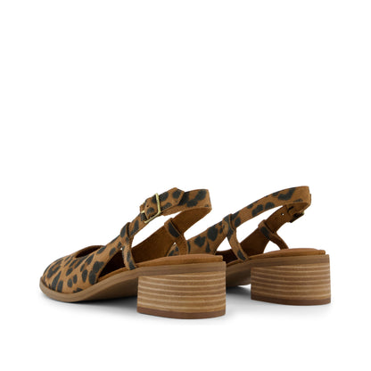 Jaclyn Slingback Heel - Brown Sugar Leopard Print Suede Back View