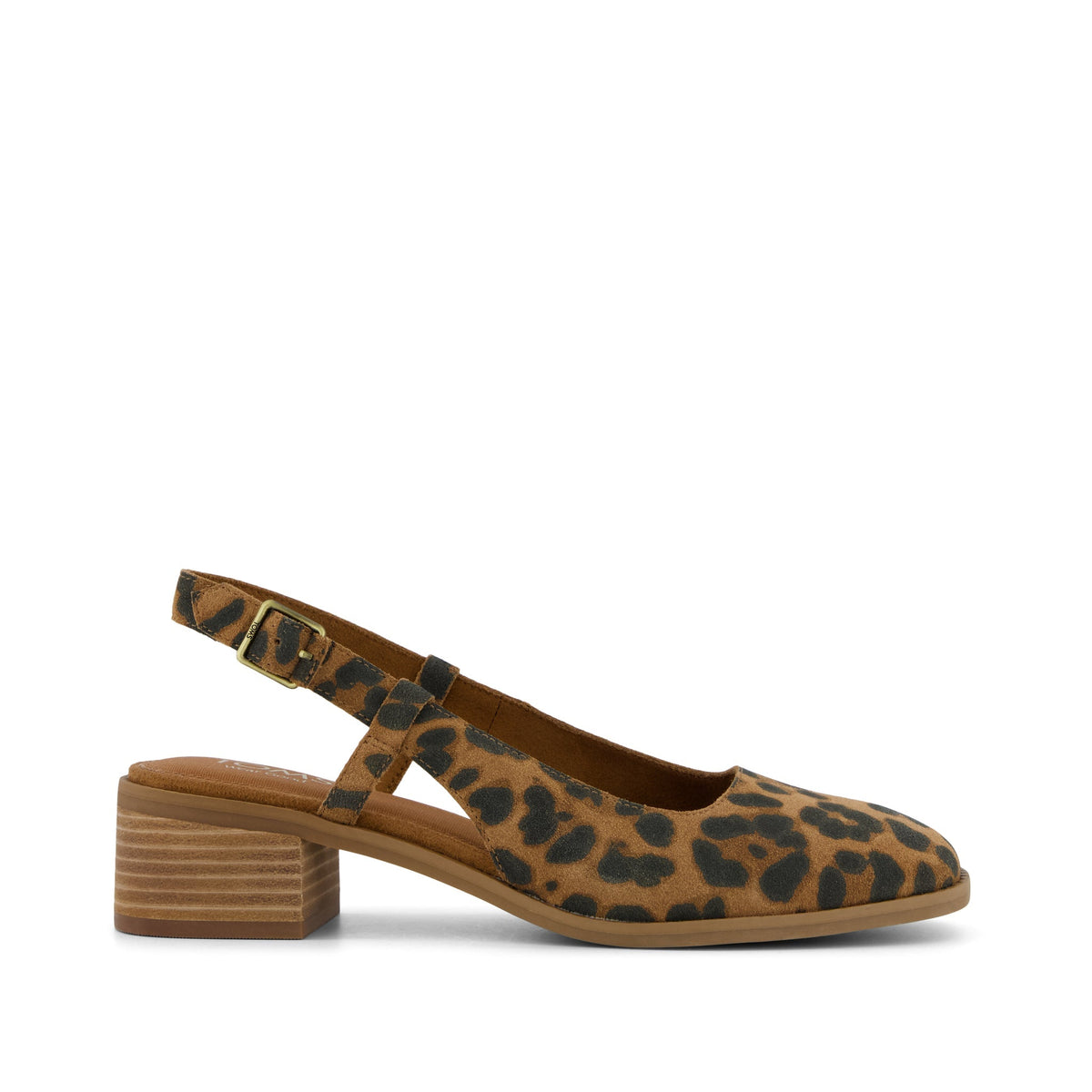 Jaclyn Slingback Heel - Brown Sugar Leopard Print Suede Side View