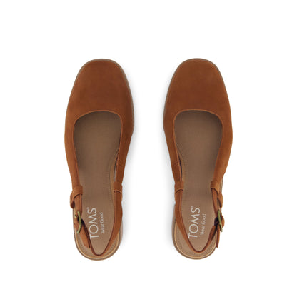 Womens Jaclyn Slingback Heel Amber Brown  Nubuck Leather