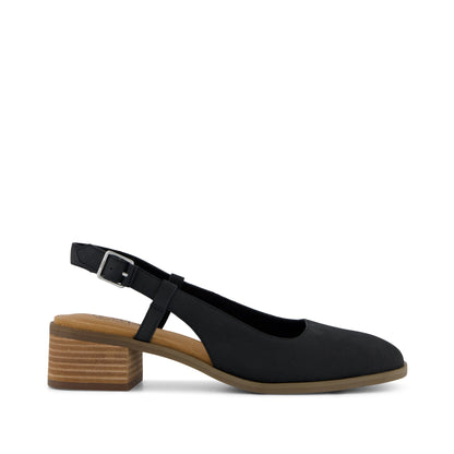 Jaclyn Slingback Heel - Black Nubuck Leather Side View
