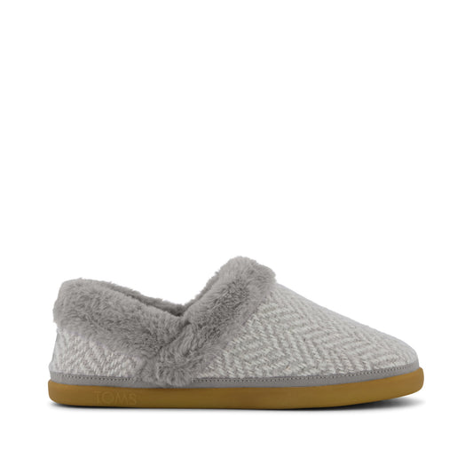 Oslo Convertible Slipper - Drizzle Grey Herringbone Side View