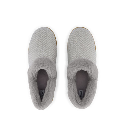 Oslo Convertible Slipper - Drizzle Grey Herringbone Top View