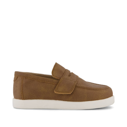 Oliver Toddler Loafer - Toffee Microsuede Side View