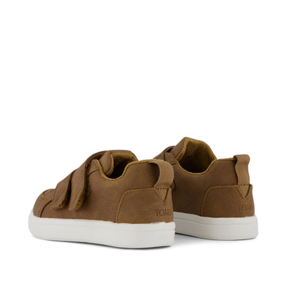 Cruz Double Strap Toddler Sneaker - Toffee Microsuede Back View