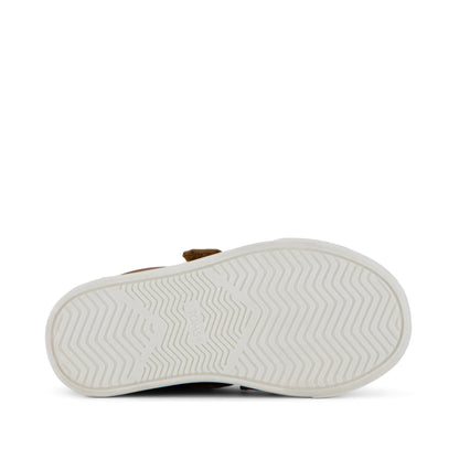 Cruz Double Strap Toddler Sneaker - Toffee Microsuede Bottom Sole View