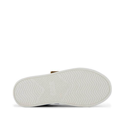Cruz Double Strap Kids Sneaker - Toffee Microsuede Bottom Sole View