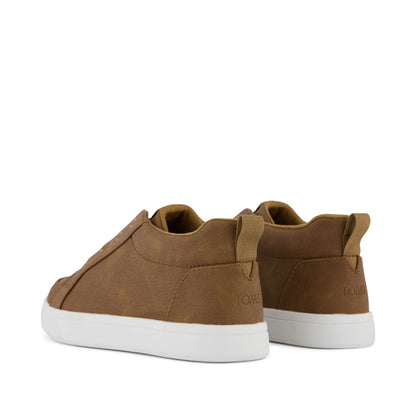 Cruz Mid Kids Slip On Shoe - Toffee Microsuede Back View
