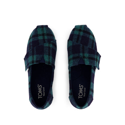 Alpargata Classic Kids Shoe - Navy Plaid Top View