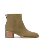 Delilah Heeled Boot - Water Repellent Military Olive Suede Side View
