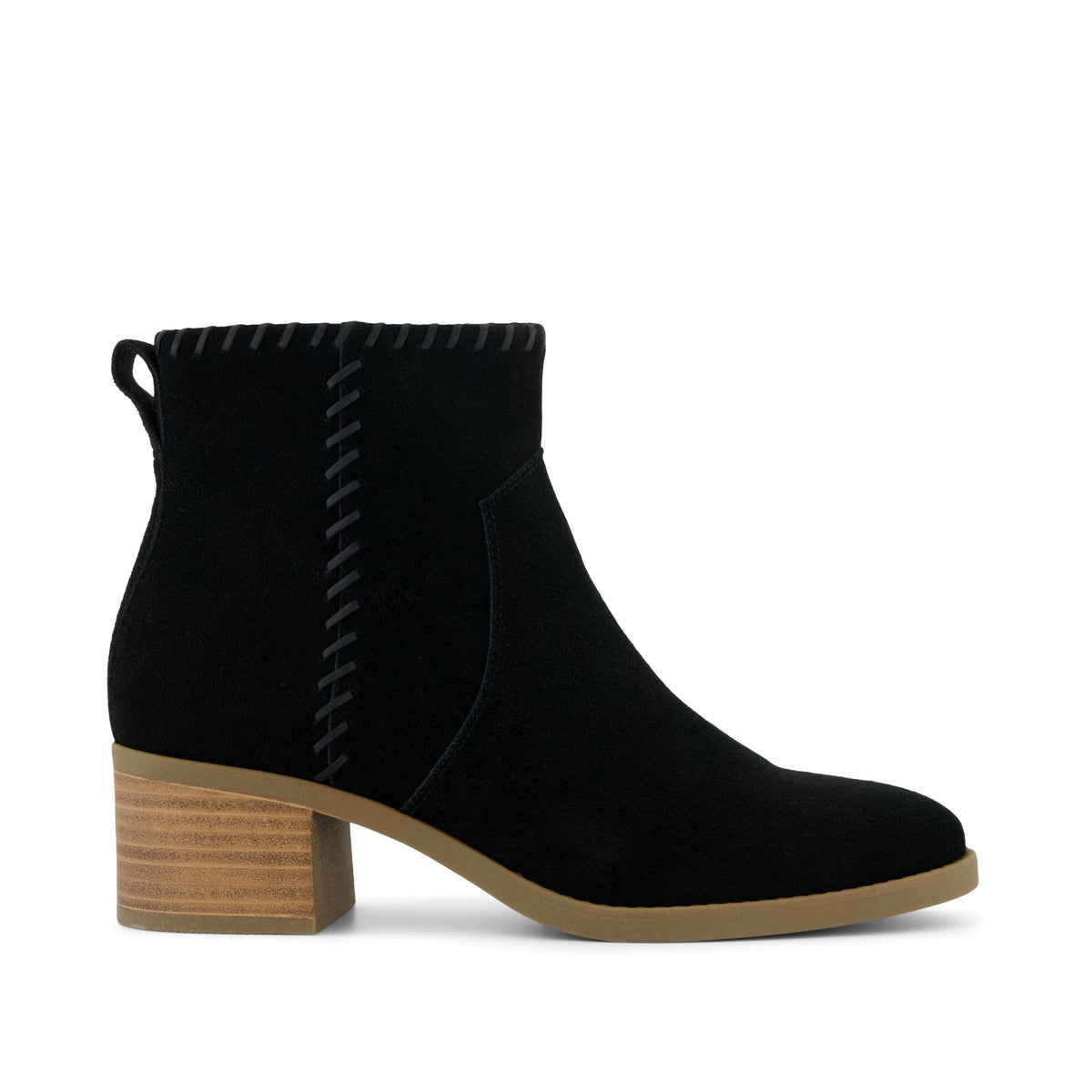 Delilah Heeled Boot - Water Repellent Black Suede Side View