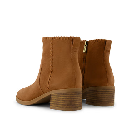 Delilah Heeled Boot - Water Repellent Amber Brown Back View