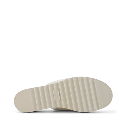 Diana Mule Wedge Sandal - White Canvas Bottom Sole View