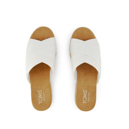 Diana Mule Wedge Sandal - White Canvas Top View