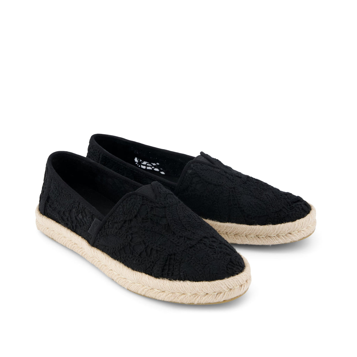 Alpargata Rope 2.0 Espadrille - Black Floral Crochet Front View