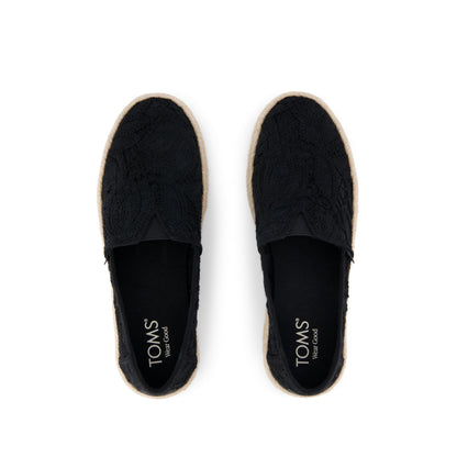 Alpargata Rope 2.0 Espadrille - Black Floral Crochet Top View