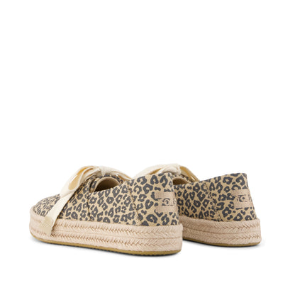 Carolina Lace-Up Espadrille - Natural Leopard Print (Spots) Back View