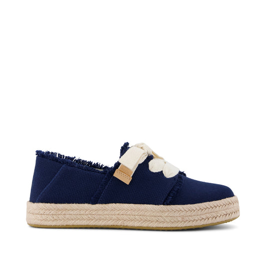 Carolina Lace-Up Espadrille - Navy Fray Side View