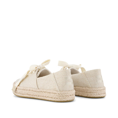 Carolina Lace-Up Espadrille - Champagne Glimmer Canvas Back View