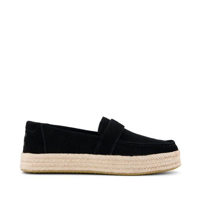 Blakely Loafer Espadrille - Black Suede Side View