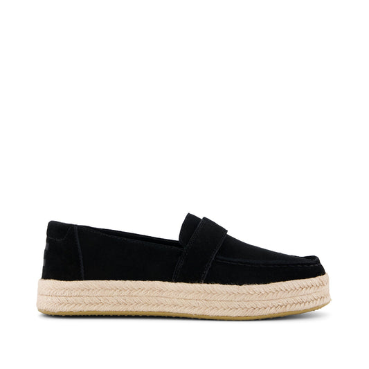 Blakely Loafer Espadrille - Black Suede Side View