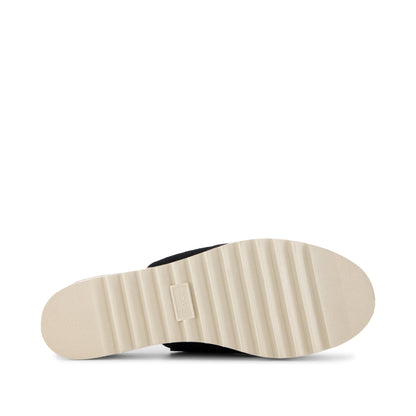 Diana Mule Wedge Sandal - Black Canvas Bottom Sole View