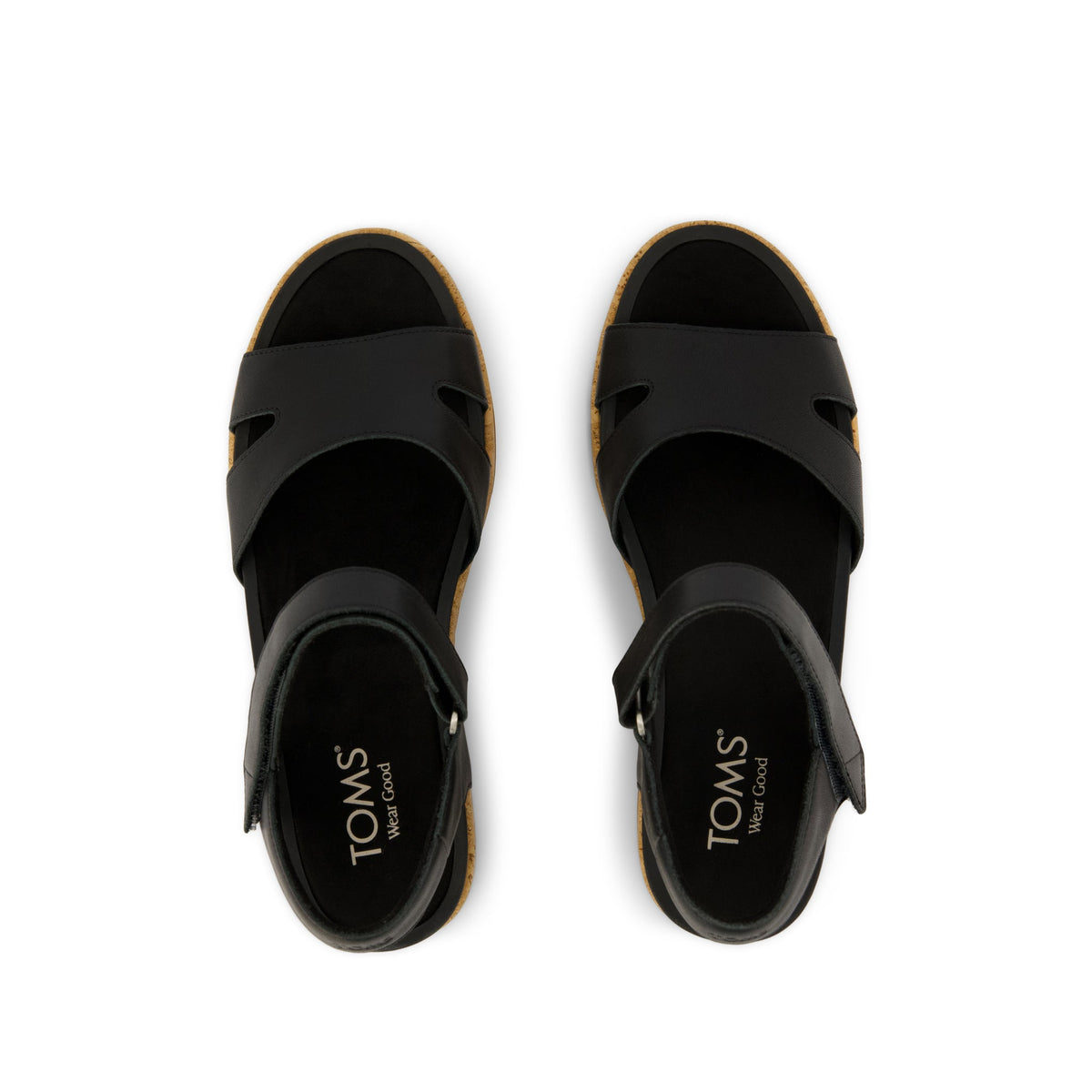 Alana Wedge Sandal - Black Leather Top View