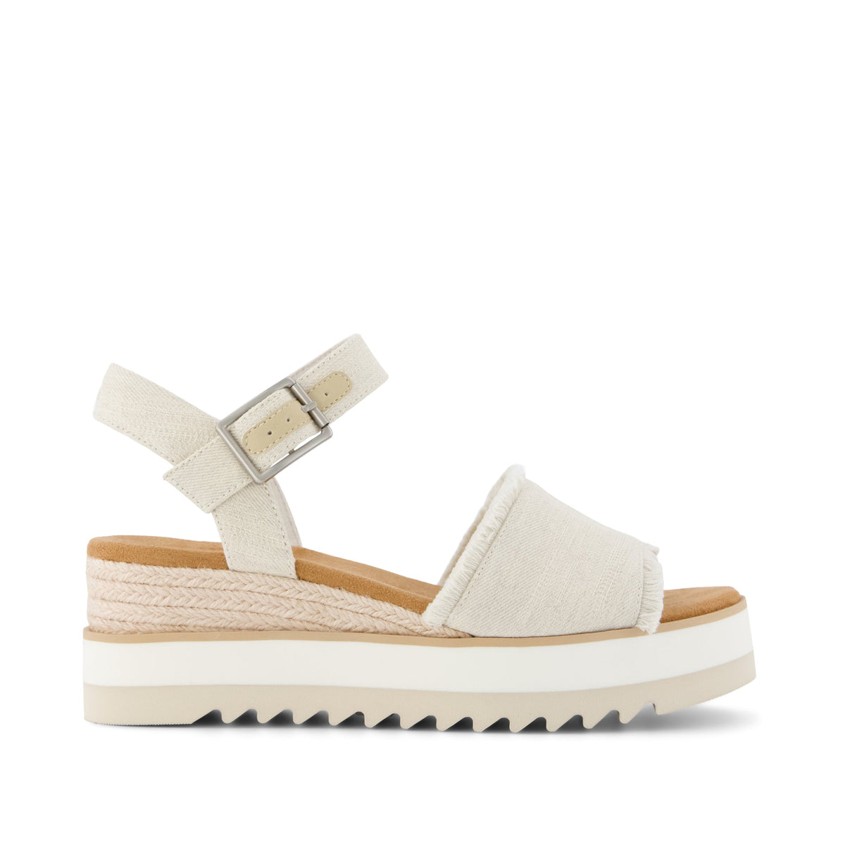 Diana Wedge Sandal - White Denim Fray Side View