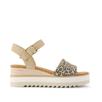 Diana Wedge Sandal - Natural Leopard Print (Spots) Side View