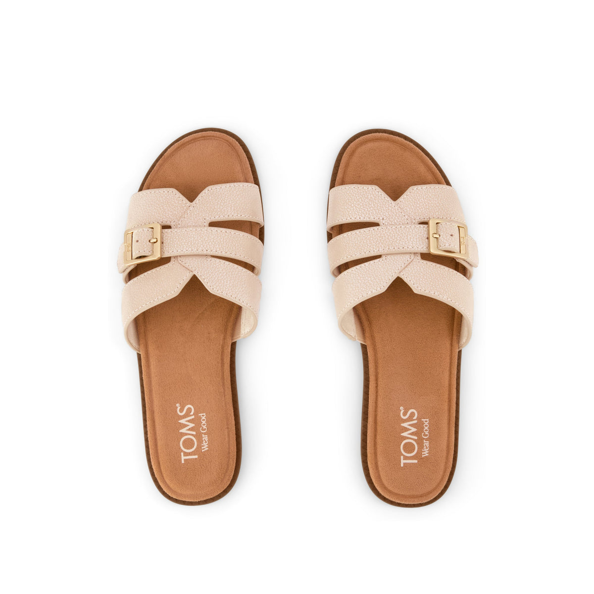 Sol Slide Sandal - Champagne Shimmer Suede Top View
