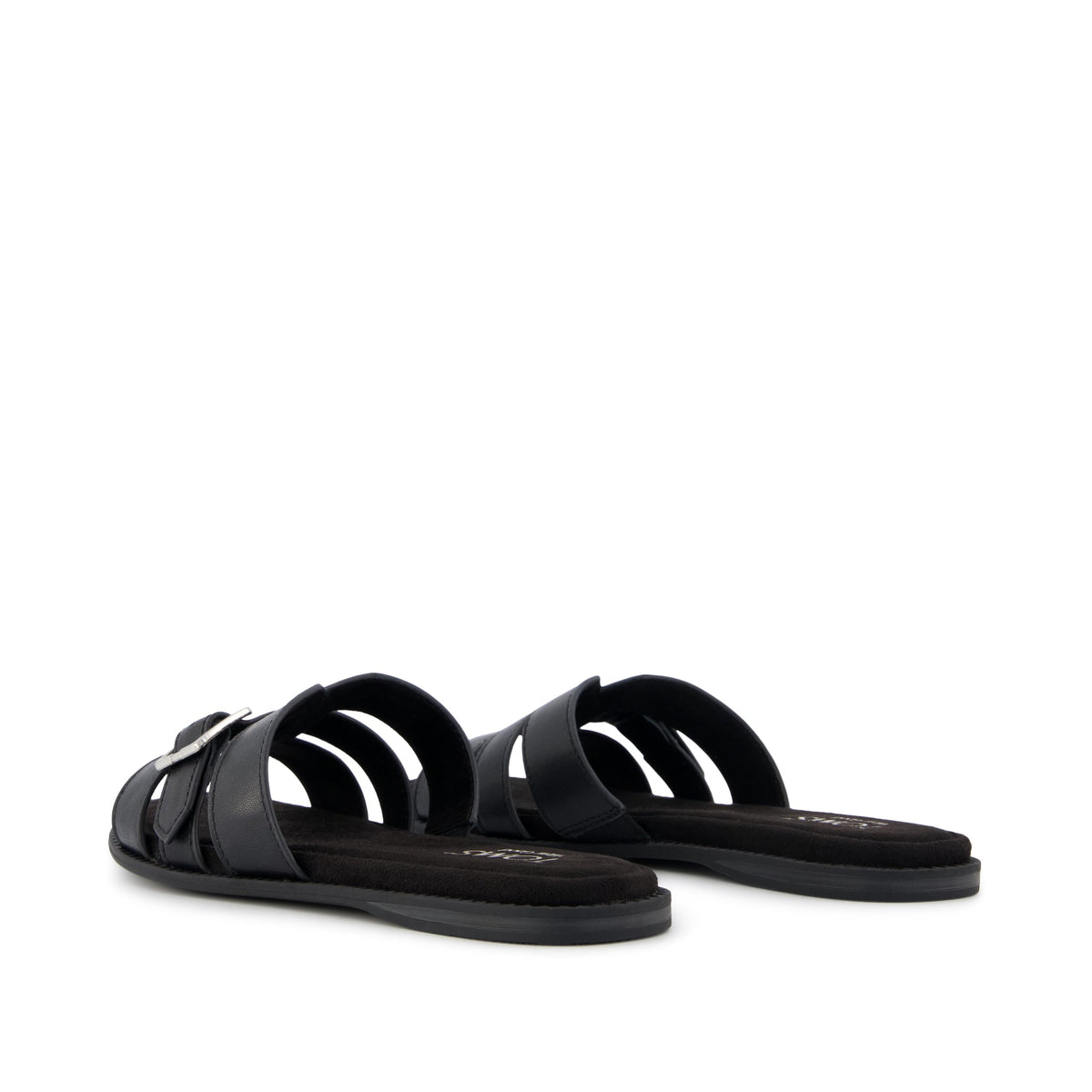 Sol Slide Sandal - Black Leather Back View