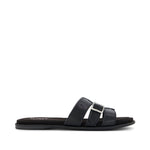 Sol Slide Sandal - Black Leather Side View